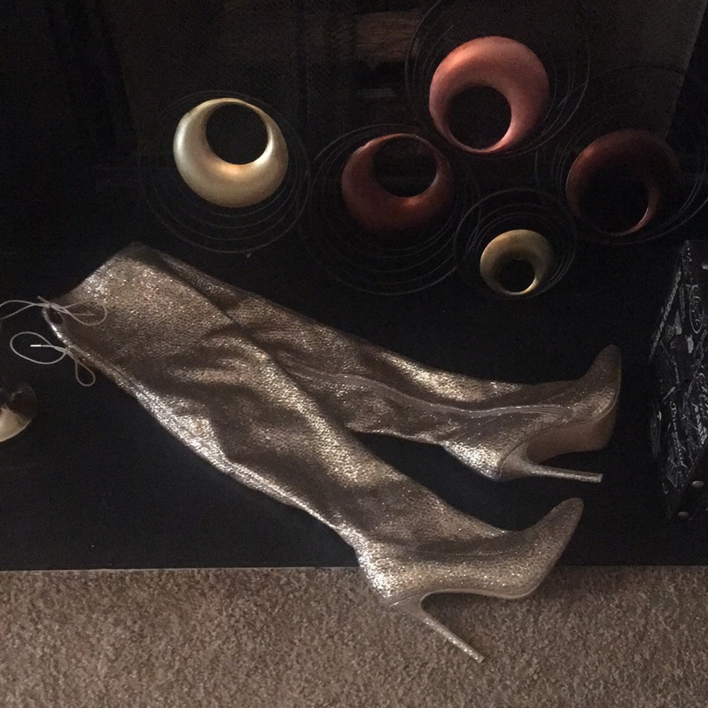 Shimmering Lights Knee-High Gold Boots